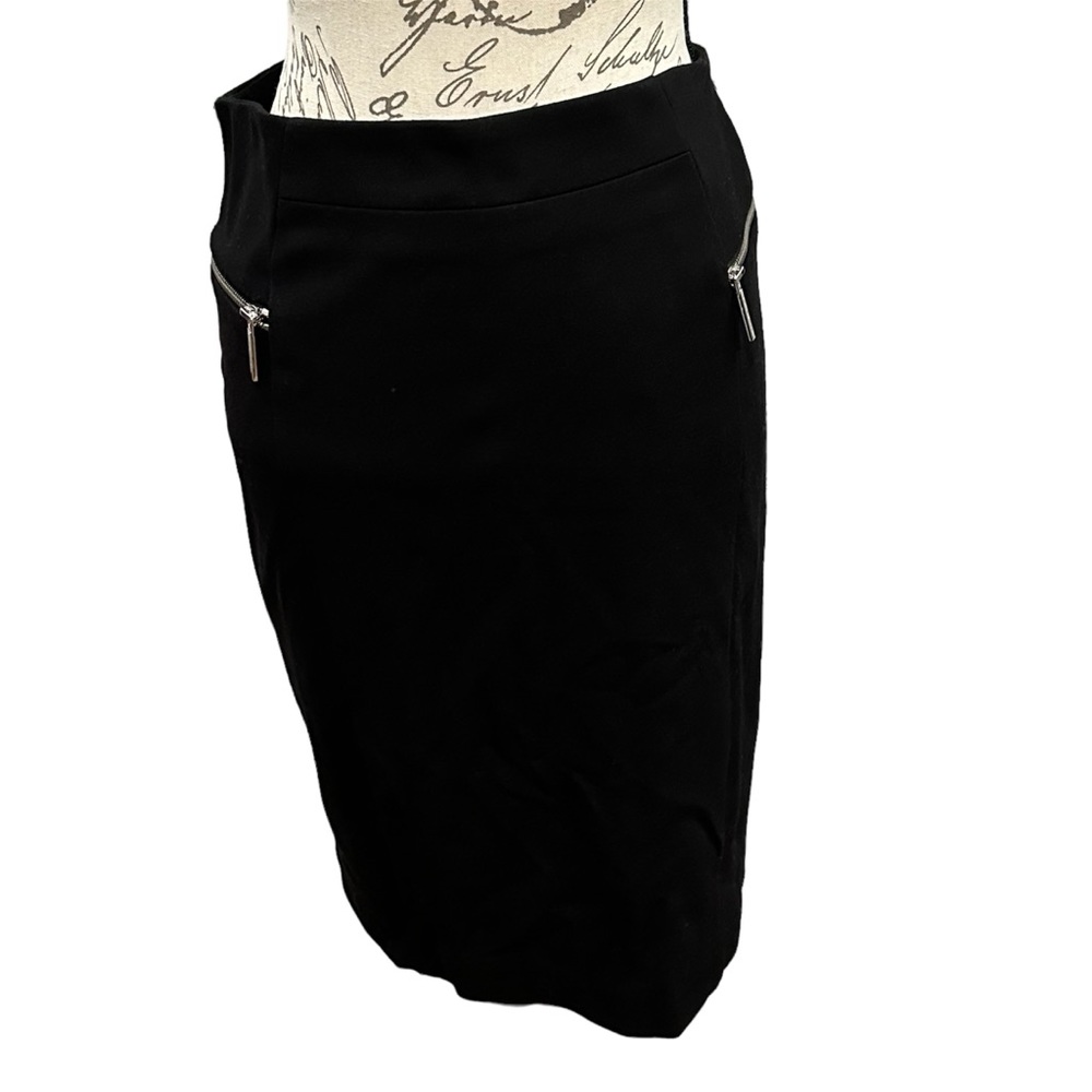 Michael Kors Black Pencil Skirt with Silver Zippers Size 14P